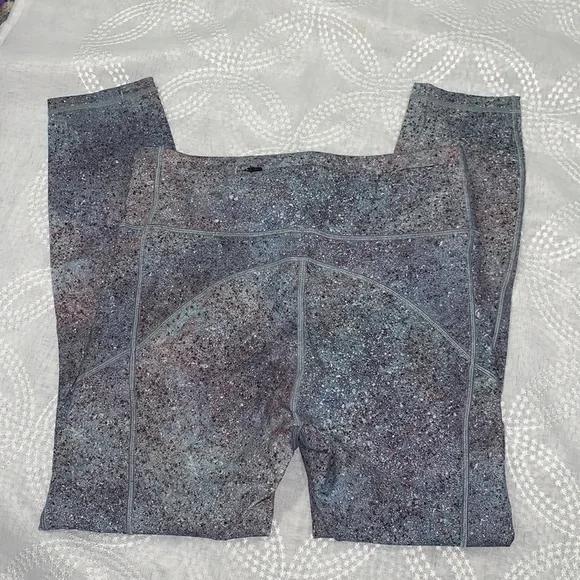 LULULEMON Stone/ Pink Paint Splattered Wunder Under Hi Rise Leggings Size 6 - Picture 7 of 14